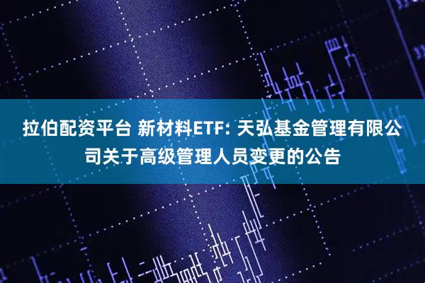 拉伯配资平台 新材料ETF: 天弘基金管理有限公司关于高级管理人员变更的公告